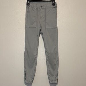 American Eagle Outfitters Gray Drawstring Joggers with Side Ankle Zippers.